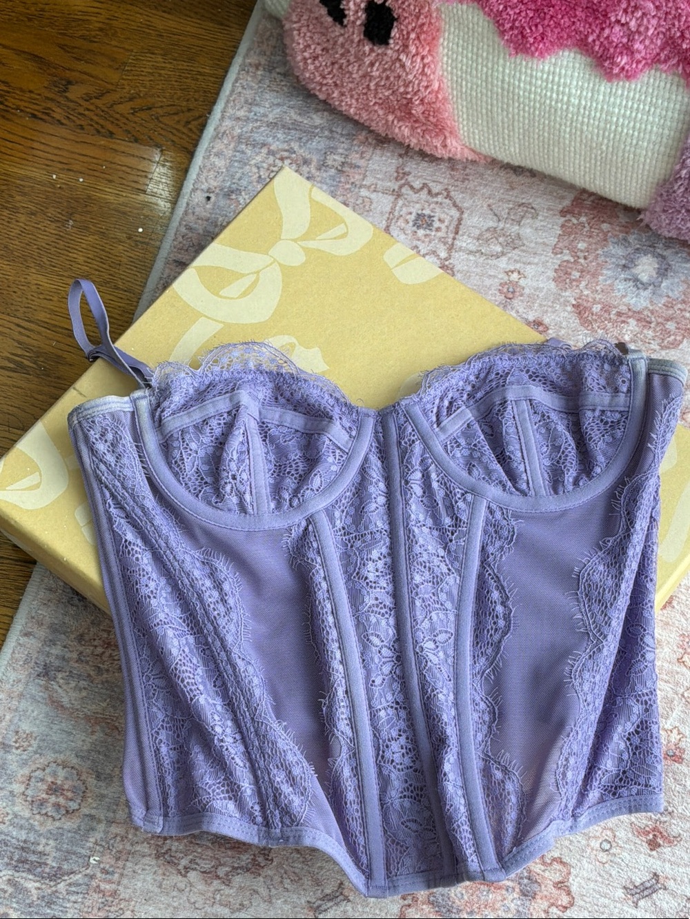Lavender Lace Bustier Corset Top - Women Intimates & Sleepwear